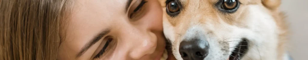 smiley-woman-posing-with-her-dog
